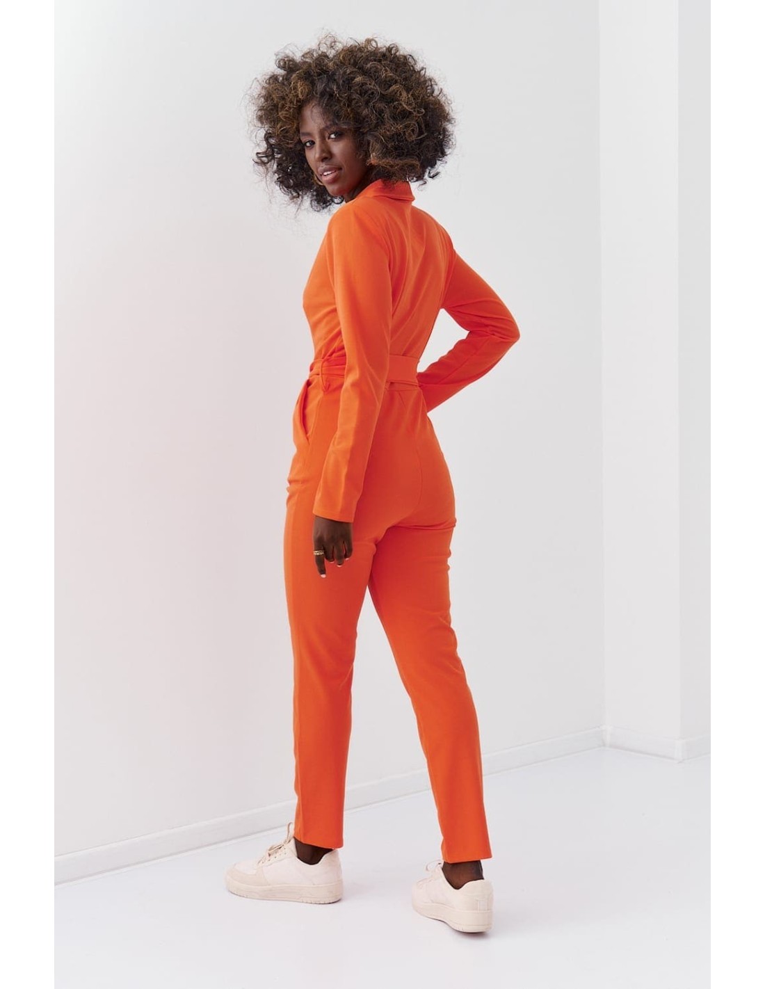 Elegant jumpsuit with long sleeves, orange 25280 - Online store - Boutique